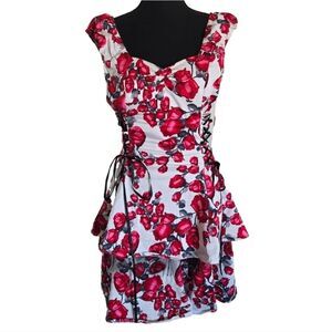 Hearts & Roses Ruffle Tiered Dress Curset Tie